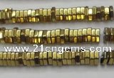 CHE843 15.5 inches 1*4mm hexagon plated hematite beads wholesale