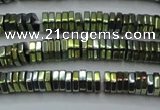 CHE844 15.5 inches 1*4mm hexagon plated hematite beads wholesale