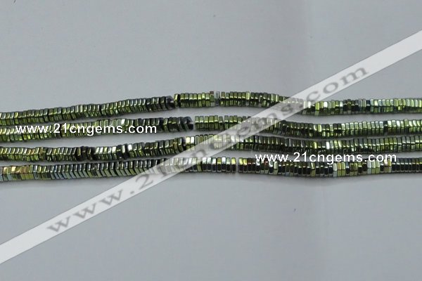 CHE844 15.5 inches 1*4mm hexagon plated hematite beads wholesale