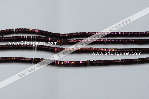 CHE845 15.5 inches 1*4mm hexagon plated hematite beads wholesale