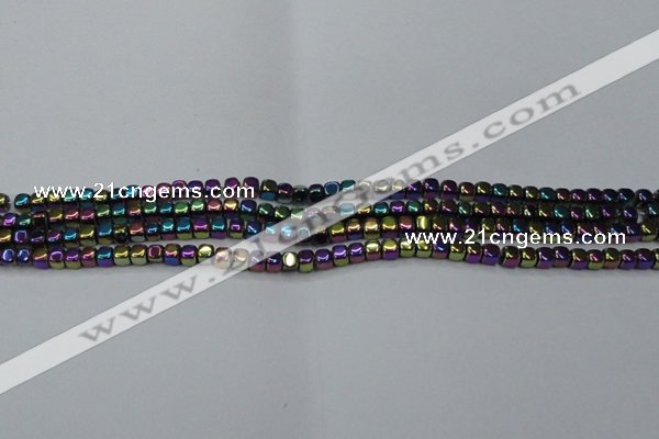 CHE852 15.5 inches 2*2mm dice platedhematite beads wholesale