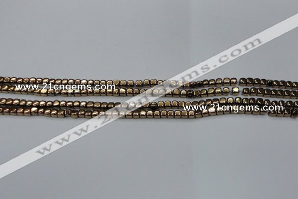 CHE854 15.5 inches 2*2mm dice platedhematite beads wholesale