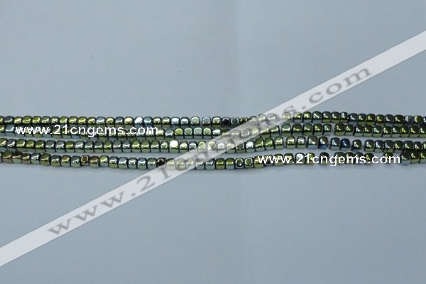 CHE855 15.5 inches 2*2mm dice platedhematite beads wholesale