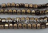 CHE862 15.5 inches 3*3mm dice platedhematite beads wholesale