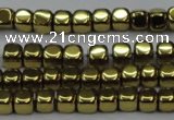 CHE868 15.5 inches 4*4mm dice platedhematite beads wholesale