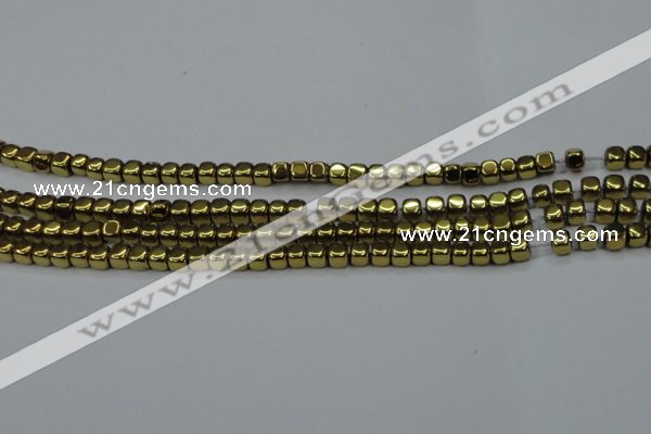 CHE868 15.5 inches 4*4mm dice platedhematite beads wholesale