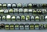 CHE869 15.5 inches 4*4mm dice platedhematite beads wholesale