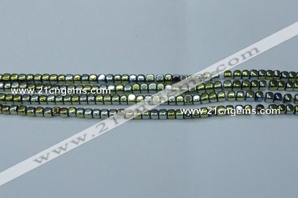 CHE869 15.5 inches 4*4mm dice platedhematite beads wholesale