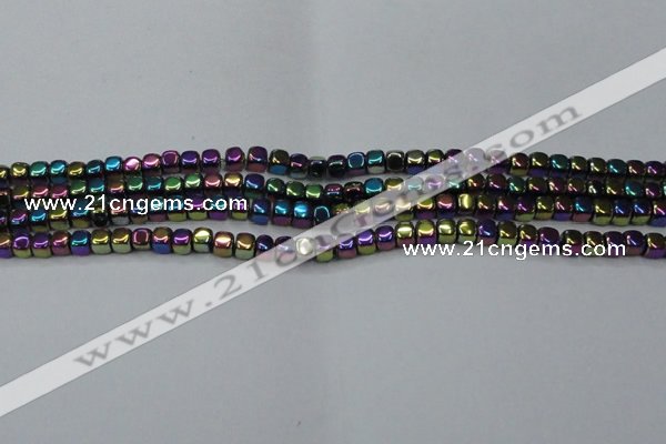 CHE871 15.5 inches 4*4mm dice platedhematite beads wholesale