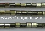 CHE888 15.5 inches 2*2mm faceted tube plated hematite beads wholesale