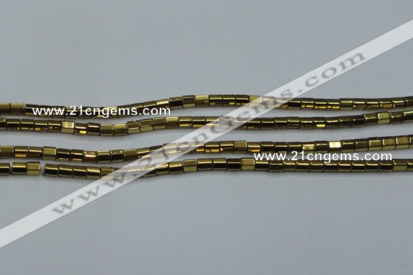 CHE889 15.5 inches 2*2mm faceted tube plated hematite beads wholesale