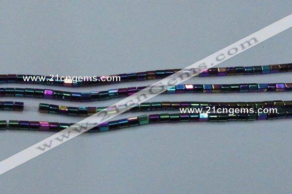 CHE891 15.5 inches 2*2mm faceted tube plated hematite beads wholesale