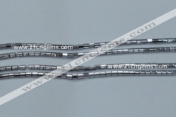 CHE896 15.5 inches 3*3mm faceted tube plated hematite beads wholesale