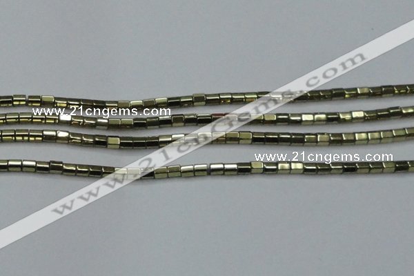 CHE898 15.5 inches 3*3mm faceted tube plated hematite beads wholesale