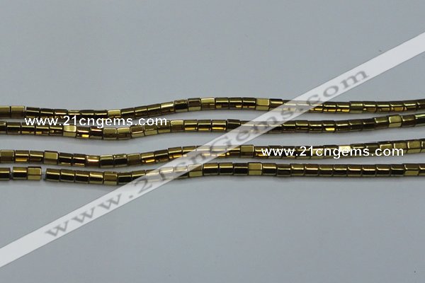 CHE899 15.5 inches 3*3mm faceted tube plated hematite beads wholesale