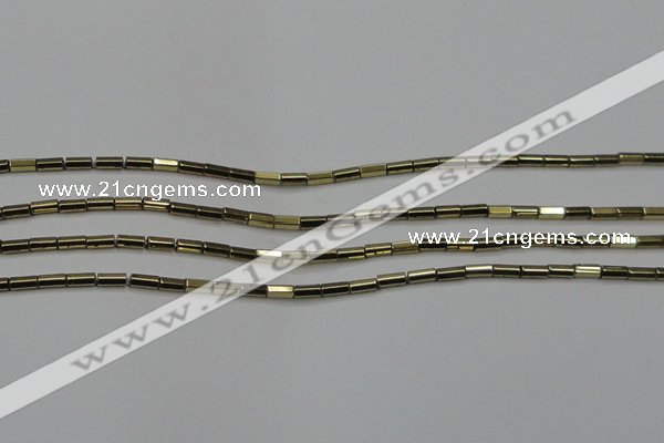 CHE907 15.5 inches 2*4mm faceted tube plated hematite beads wholesale