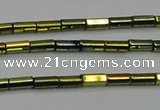 CHE909 15.5 inches 2*4mm faceted tube plated hematite beads wholesale