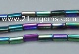 CHE910 15.5 inches 2*4mm faceted tube plated hematite beads wholesale