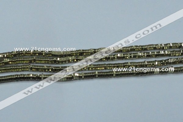 CHE914 15.5 inches 1*3mm hexagon plated hematite beads wholesale