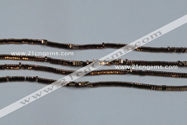 CHE919 15.5 inches 1*3mm triangle plated hematite beads wholesale