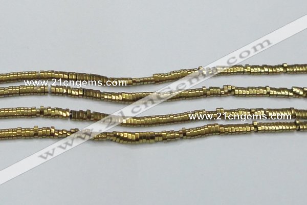 CHE931 15.5 inches 1*2*3mm oval plated hematite beads wholesale