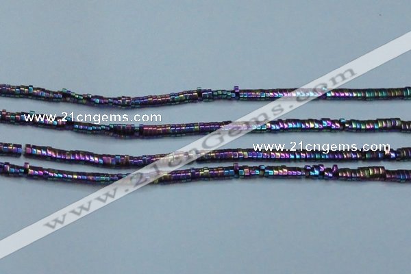 CHE933 15.5 inches 1*2*3mm oval plated hematite beads wholesale