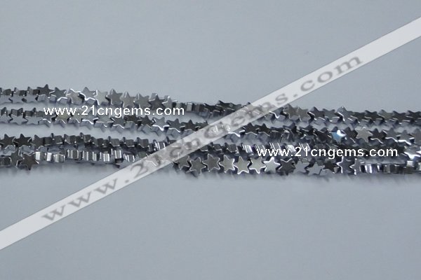 CHE936 15.5 inches 4mm star plated hematite beads wholesale