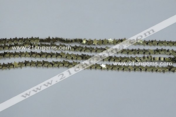 CHE937 15.5 inches 4mm star plated hematite beads wholesale