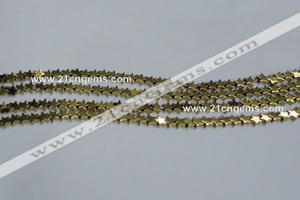 CHE938 15.5 inches 4mm star plated hematite beads wholesale