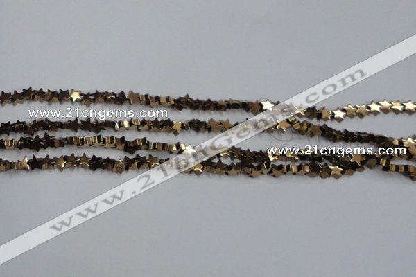 CHE939 15.5 inches 4mm star plated hematite beads wholesale