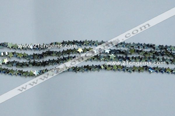 CHE941 15.5 inches 4mm star plated hematite beads wholesale