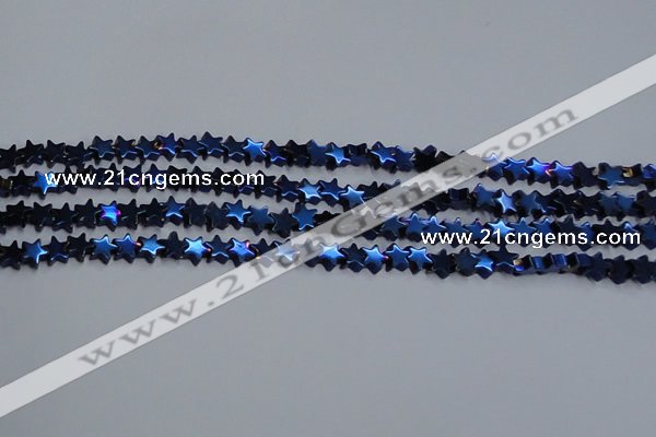 CHE942 15.5 inches 4mm star plated hematite beads wholesale