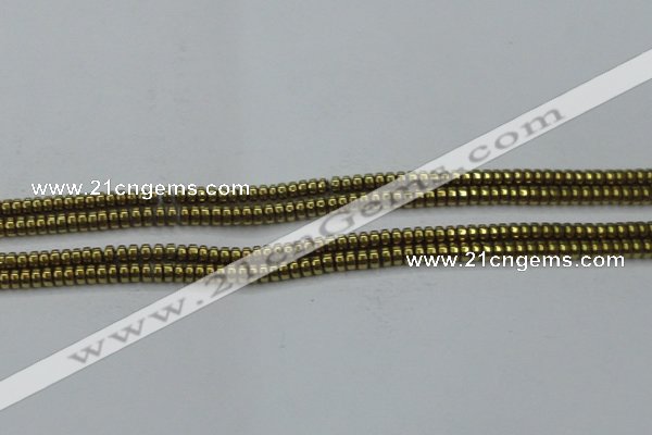 CHE964 15.5 inches 1.5*3mm rondelle plated hematite beads wholesale