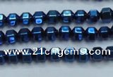 CHE987 15.5 inches 4*4mm plated hematite beads wholesale