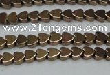 CHE993 15.5 inches 4*4mm heart plated hematite beads wholesale