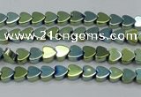 CHE994 15.5 inches 4*4mm heart plated hematite beads wholesale