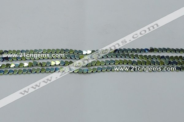 CHE994 15.5 inches 4*4mm heart plated hematite beads wholesale