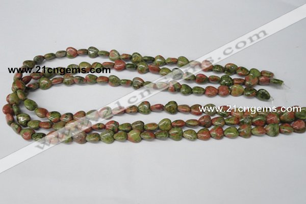 CHG01 15.5 inches 8*8mm heart unakite gemstone beads wholesale