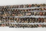 CHG108 15.5 inches 6mm flat heart leopardskin jasper beads wholesale