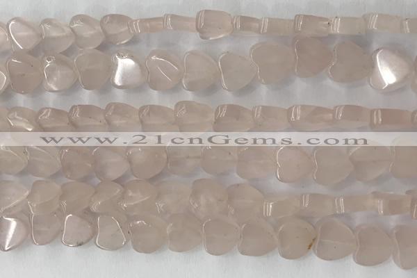 CHG123 15.5 inches 8mm flat heart rose quartz beads wholesale