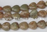 CHG14 15.5 inches 10*10mm heart New unakite gemstone beads wholesale