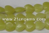 CHG16 15.5 inches 10*10mm heart lemon jade gemstone beads wholesale