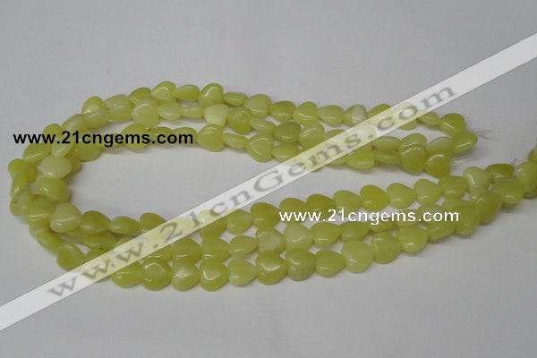 CHG16 15.5 inches 10*10mm heart lemon jade gemstone beads wholesale