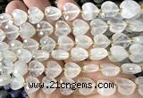 CHG300 15 inches 12mm faceted heart Angolan white quartz beads