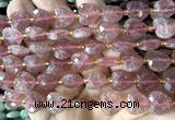 CHG302 15 inches 12mm faceted heart strawberry quartz beads