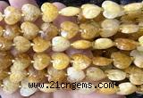 CHG305 15 inches 12mm faceted heart yellow quartz beads