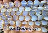 CHG307 15 inches 12mm faceted heart opalite beads wholesale