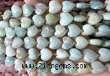 CHG310 15 inches 12mm faceted heart amazonite beads wholesale