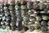 CHG315 15 inches 12mm faceted heart dragon blood jasper beads