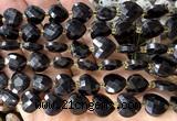 CHG320 15 inches 12mm faceted heart black obsidian beads